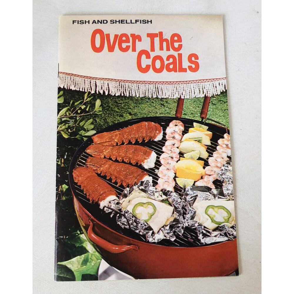 Vintage 1976 Fish Shellfish Recipe Pamphlet Over The Coals Summer Barbecue Beach